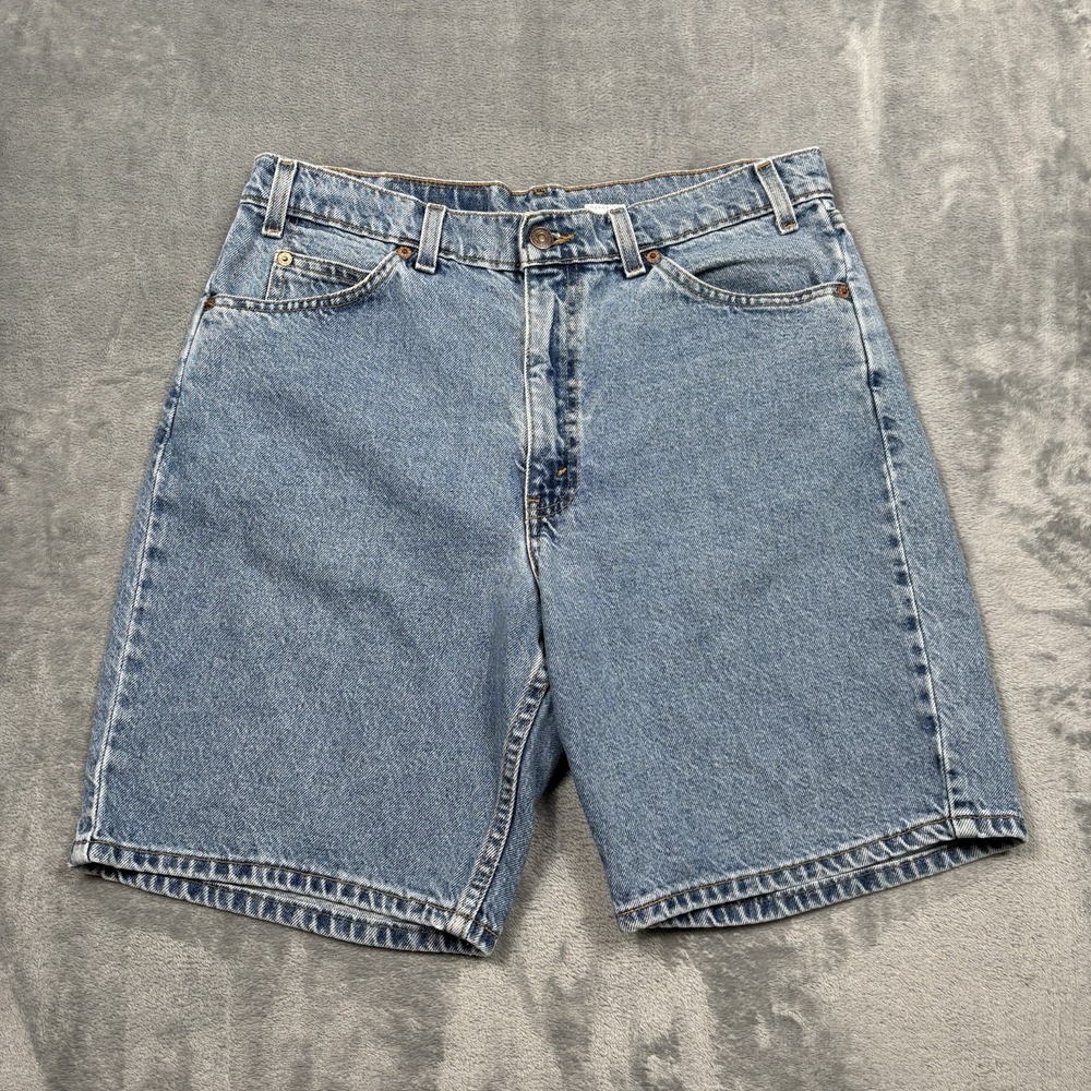 Vintage Levis 550 Denim Shorts Men Size 34 Relaxed Light Wash White Tab 90s